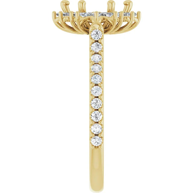 14K Yellow 8x4 mm Marquise 1/2 CTW Natural Diamond Semi-Set Halo-Style Engagement Ring