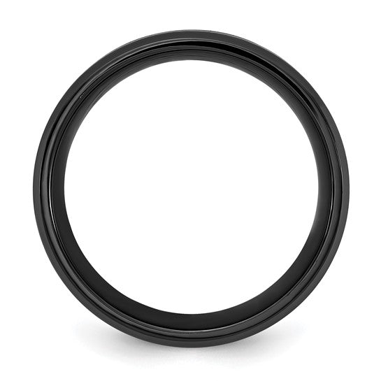 Chisel Black Titanium Brushed with Polished Blue IP-plated Center 8mm Band B492-10