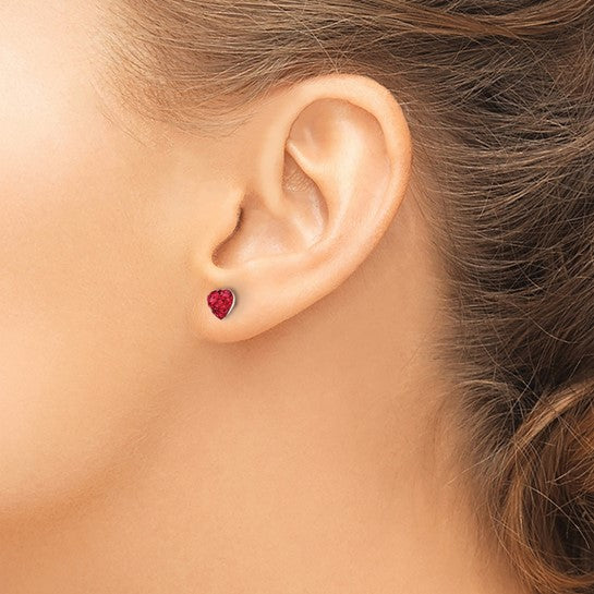 Sterling Silver Red Preciosa Crystal Heart Post Earrings QE11051