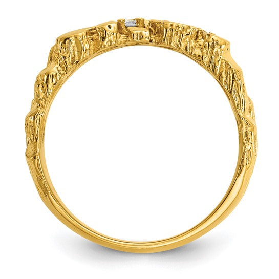14k IBGoodman Men's Polished Nugget Textured Diamond Ring B64213-4YBB