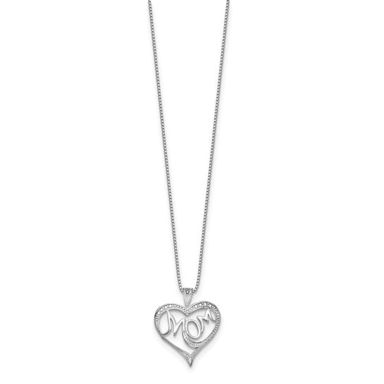 Sterling Silver Rhodium-plated Diam. Mom Necklace QG2674-16