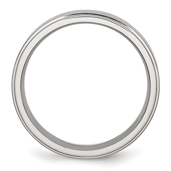 Chisel Stainless Steel Polished with Brushed Center 6mm Ridged Edge Band SR32-10