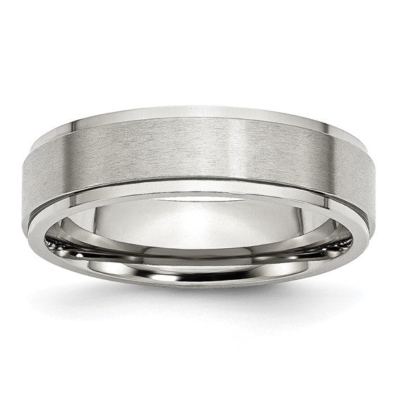 Chisel Stainless Steel Polished with Brushed Center 6mm Ridged Edge Band SR32-10