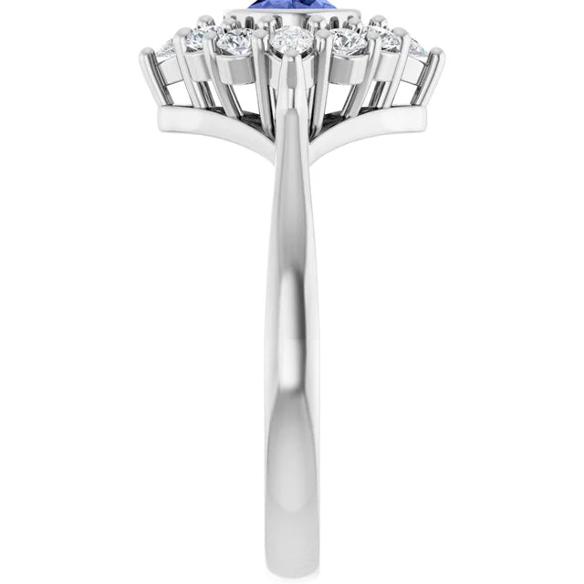 Sterling Silver Natural Tanzanite & 3/8 CTW Lab-Grown Diamond Halo-Style Ring