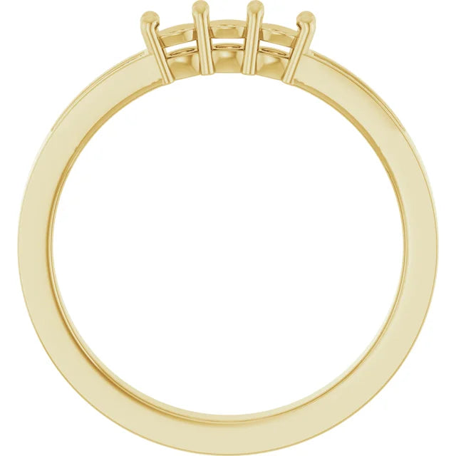 14K Yellow 2.5 mm Round 3-Stone .07 Natural Diamond Semi-Set Family Stackable Ring