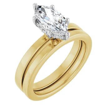 14K Rose/White 10.5x5.5 mm Marquise Engagement Ring Mounting