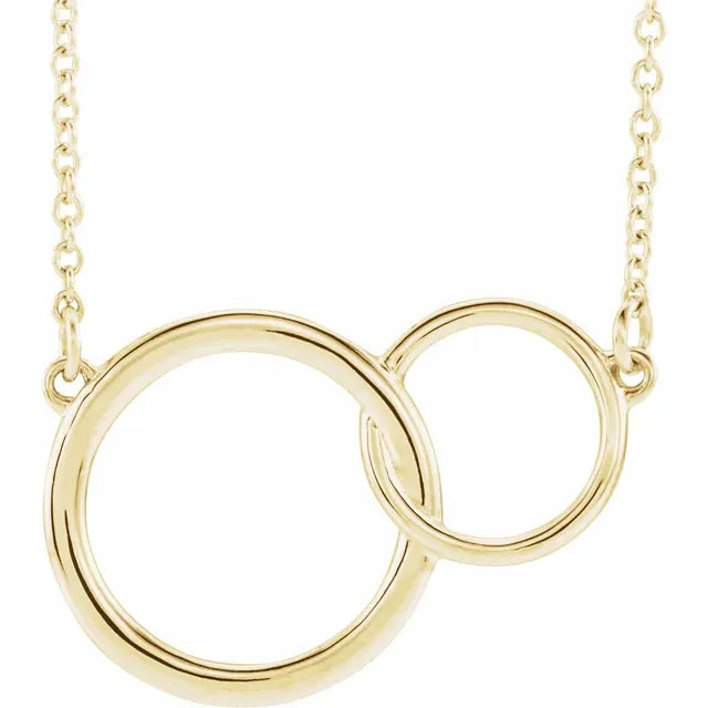 14K Yellow Interlocking Circle 16-18" Necklace