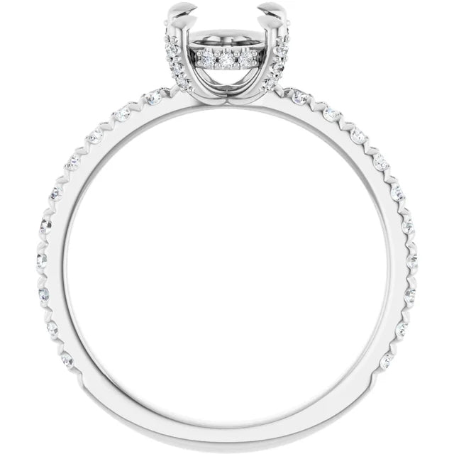 14K White 8x6 mm Oval 1/2 CTW Natural Diamond Semi-Set Engagement Ring