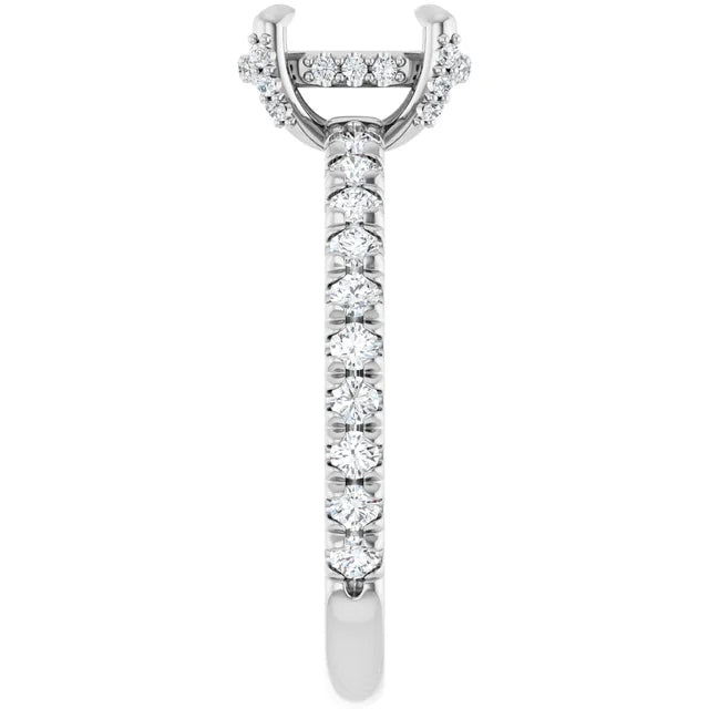 14K White 8x6 mm Oval 1/2 CTW Natural Diamond Semi-Set Engagement Ring